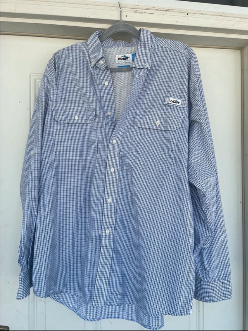 Costa Men’s Light Blue Micro-Check Button-Down Shirt